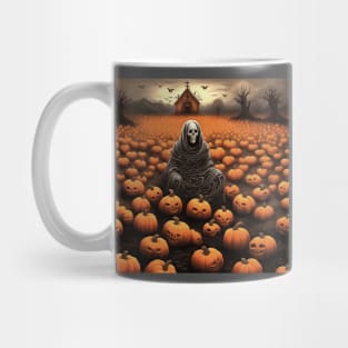 Skeleton Ghost And Creepy Pumpkin Patch Of Jack O Lanterns Mug